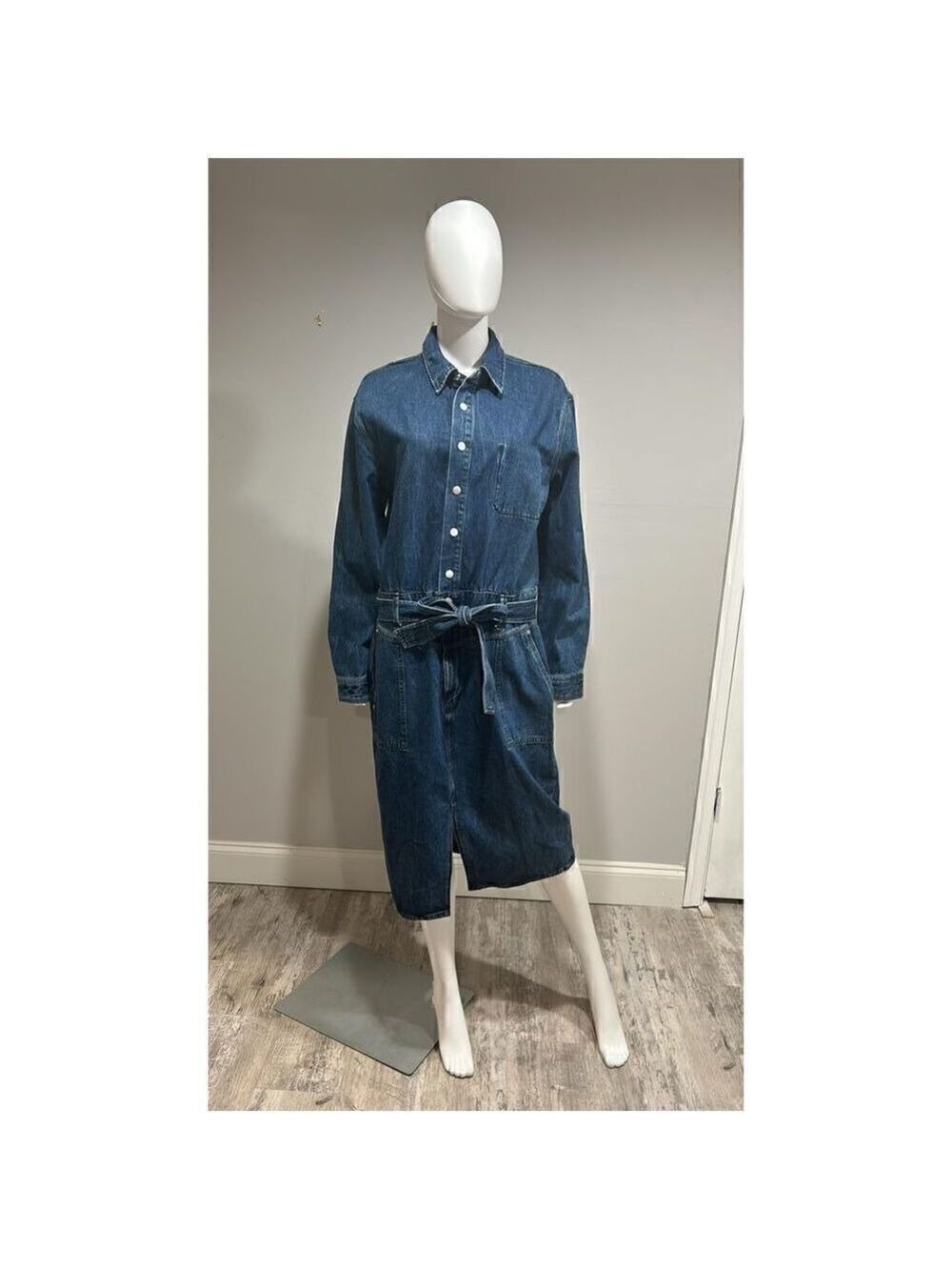 Rag & Bone Mia Belted Denim Dress Size XL - Picture 3 of 7